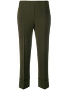 Blanca Contrast Trim Cropped Trousers - Green