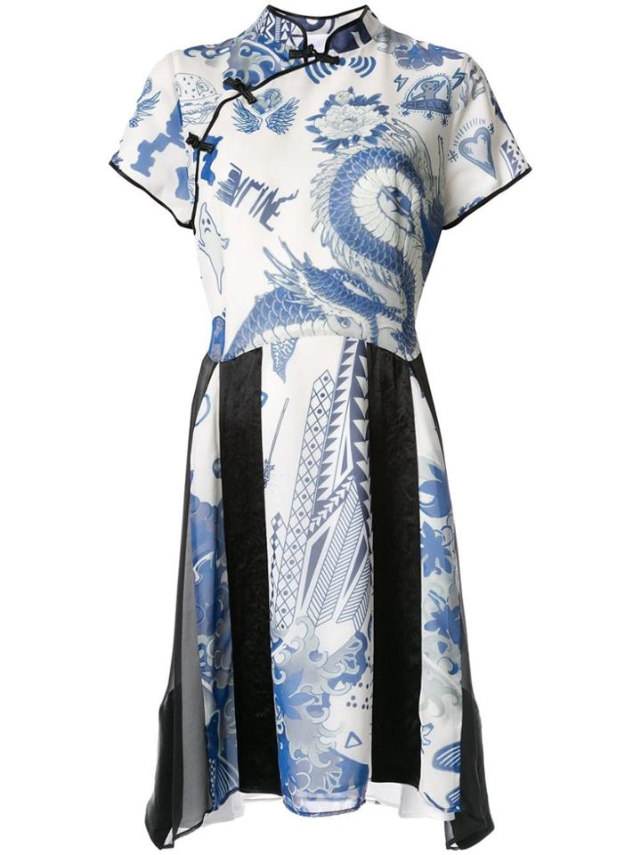 Koché Tattoo Print Dress - Blue