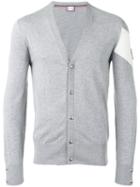 Moncler Gamme Bleu Knit Patch Sleeve Cardigan, Men's, Size: Large, Grey, Cotton