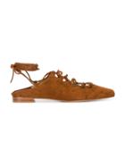 Stuart Weitzman Lace Up Flat Mules