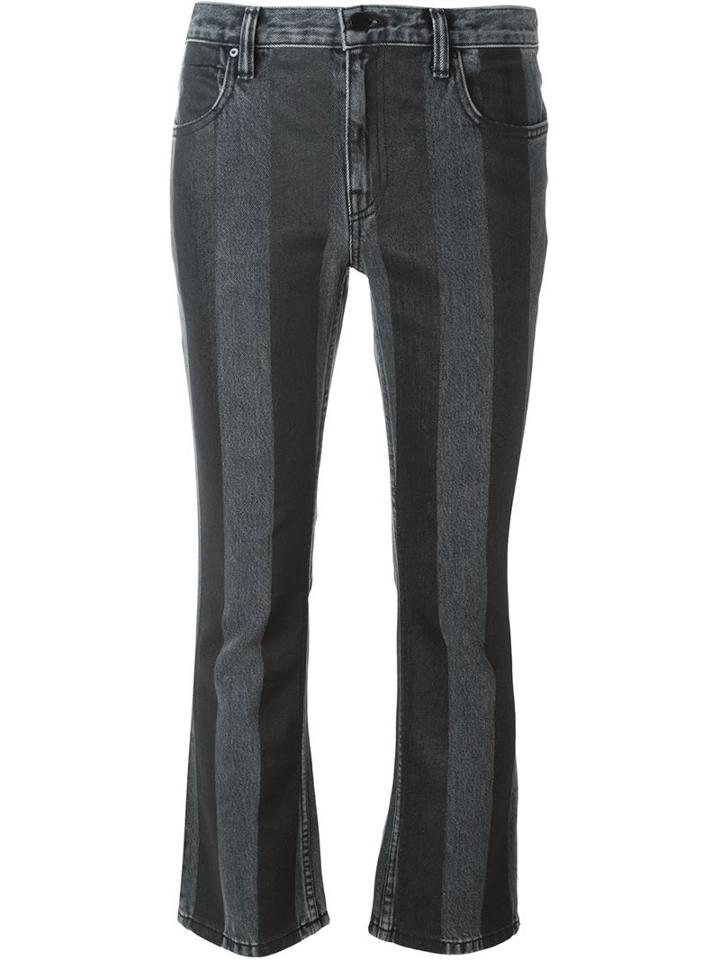 T By Alexander Wang Striped Flared Jeans, Women's, Size: 24, Black, Cotton