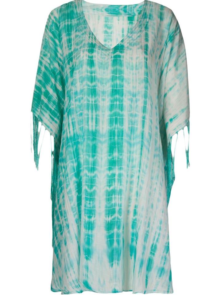 Sub V-neck Printed Kaftan, Women's, Green, Polyamide