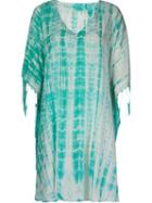Sub V-neck Printed Kaftan, Women's, Green, Polyamide