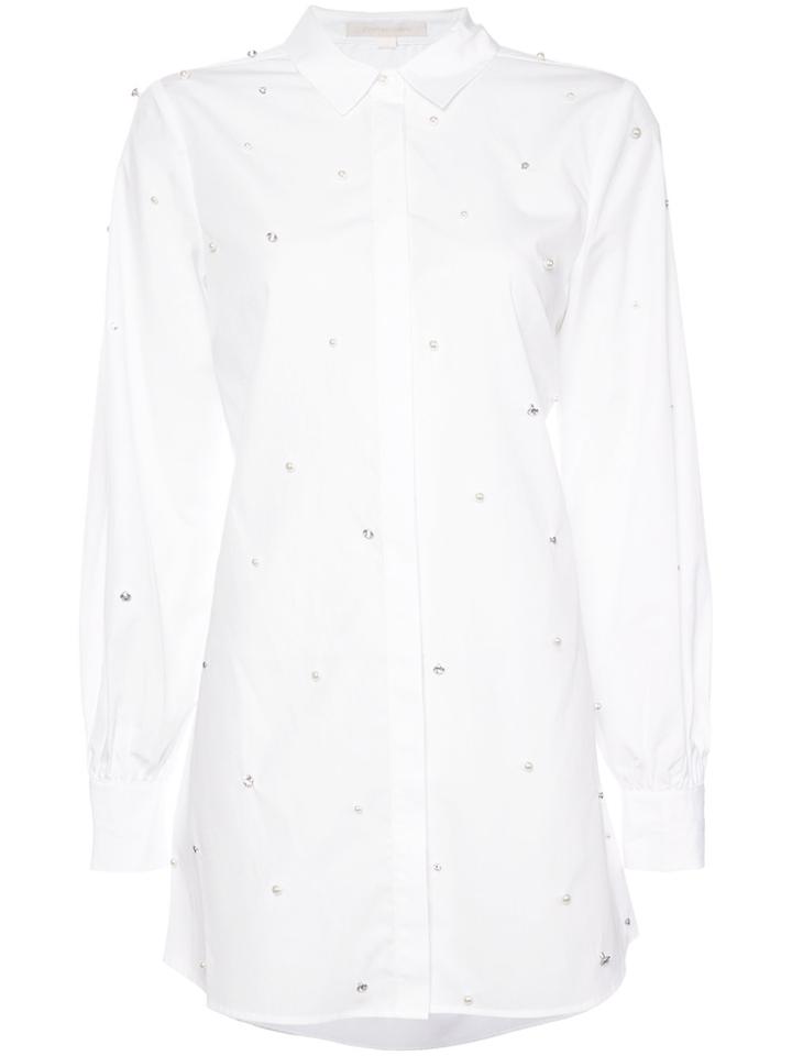 Jonathan Simkhai Pearl Embellished Long Shirt - White