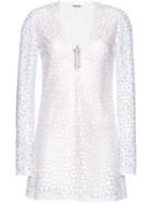 Miu Miu Macramé Embroidered Dress - White