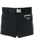 Prada Belted Logo Shorts - Black