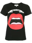 Yazbukey She's No Angel Lips Print T-shirt - Black