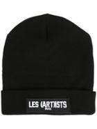 Les (art)ists Logo Patch Beanie Hat, Men's, Black, Acrylic