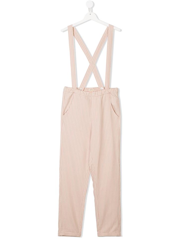 Bellerose Kids Striped Dungarees - Pink & Purple