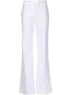 Diane Von Furstenberg Flared Trousers, Women's, Size: 12, White, Cotton/spandex/elastane