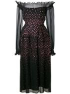 Talbot Runhof Metallic Dot Bardot Dress - Black