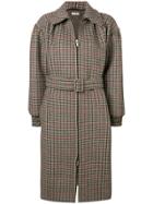 Miu Miu Checkered Midi Coat - Brown