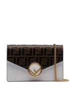 Fendi White Flap-top Ff Print Leather Clutch Bag - Brown