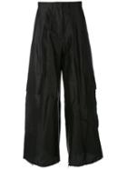Marques'almeida - Raw Hem Cropped Trousers - Women - Silk - 10, Black, Silk