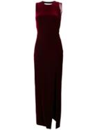 Galvan Sheer Panel Velvet Dress - Red