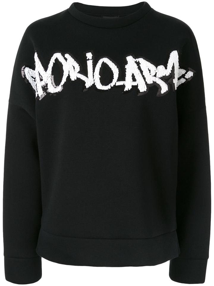Emporio Armani Embellished Logo Sweatshirt - Black