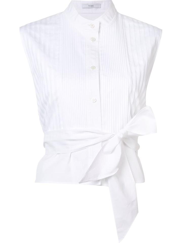 Tome Sleeveless Pintuck Bib Shirt