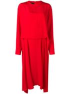 Cédric Charlier Pleated Crepe De Chine Dress - Red