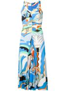 Emilio Pucci La Villa Print Gathered Midi Dress - Blue