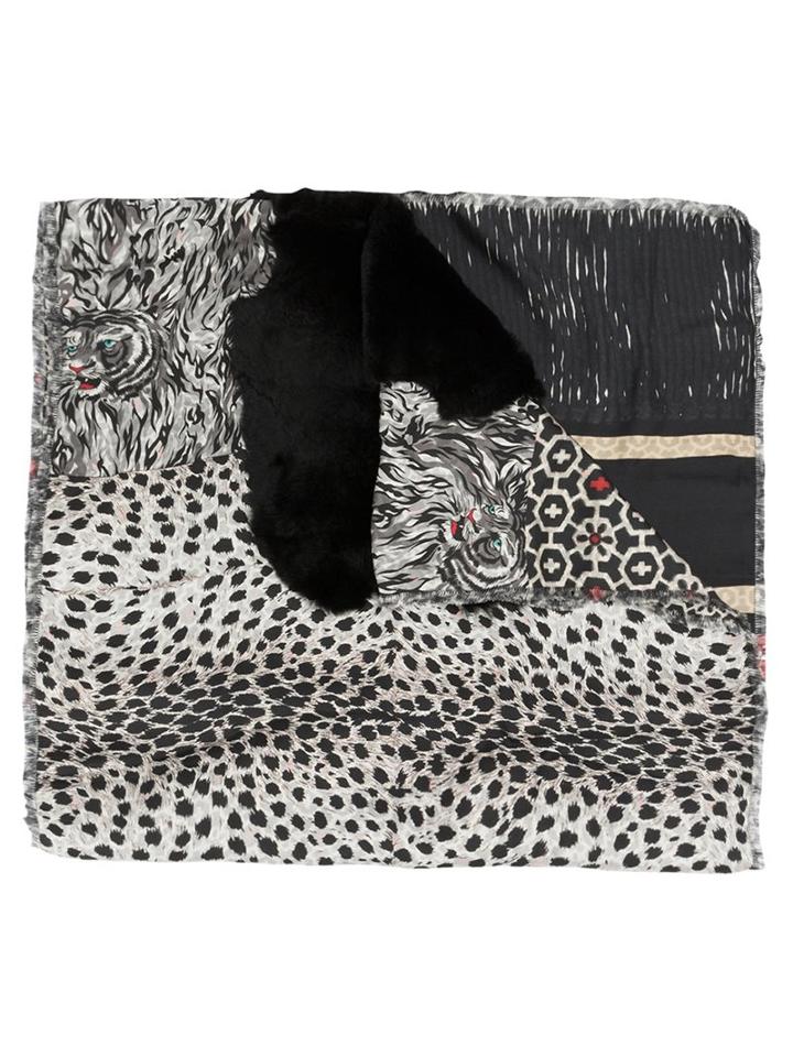 Pierre-louis Mascia Animal Print Scarf, Adult Unisex, Black, Silk