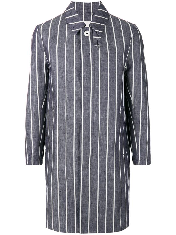 Mackintosh Striped Button Coat - Grey