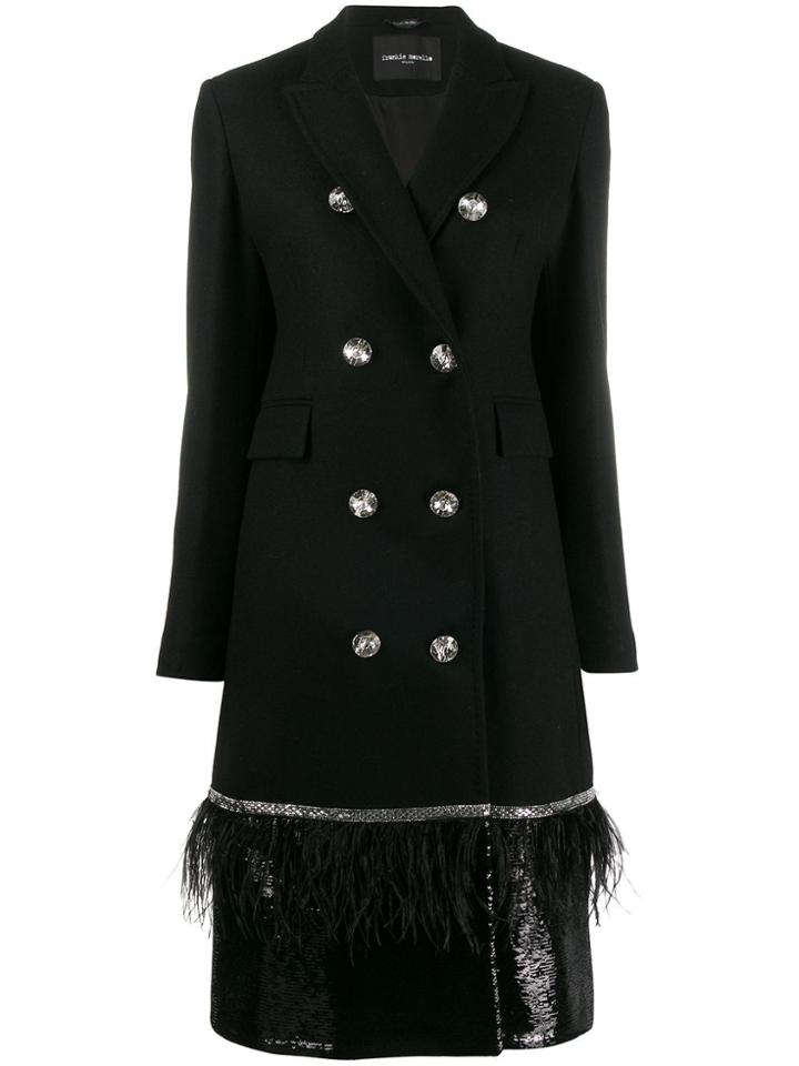 Frankie Morello Decorative Button Embellished Coat - Black
