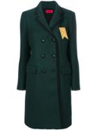 The Gigi Ribbed Detail Double Breasted Coat - Green
