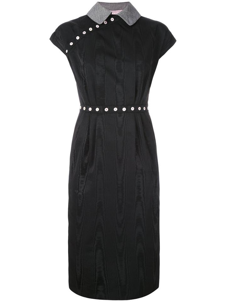 Olympia Le-tan - Short-sleeved Dress - Women - Wool - 38, Black, Wool