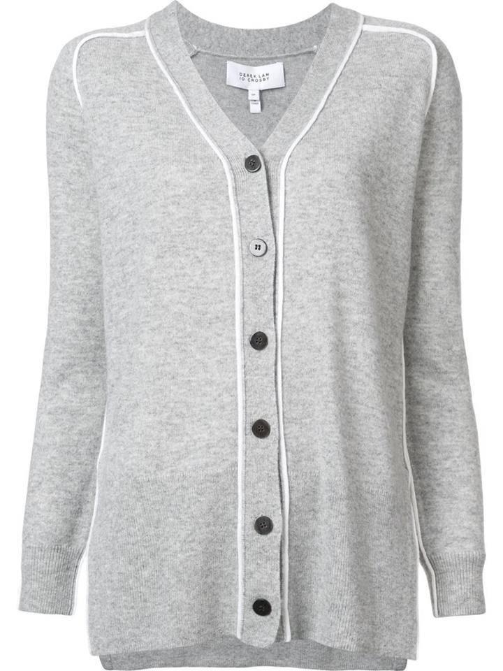Derek Lam 10 Crosby Contrast Trim Cardigan, Women's, Size: Xs, Grey, Cashmere
