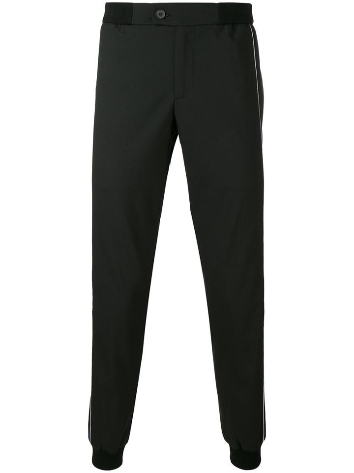 Les Hommes Urban - Buttoned Waist Jogging Trousers - Men - Cotton/polyester/spandex/elastane/wool - 46, Black, Cotton/polyester/spandex/elastane/wool
