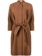 Brunello Cucinelli Bow Detail Shirt Dress - Brown