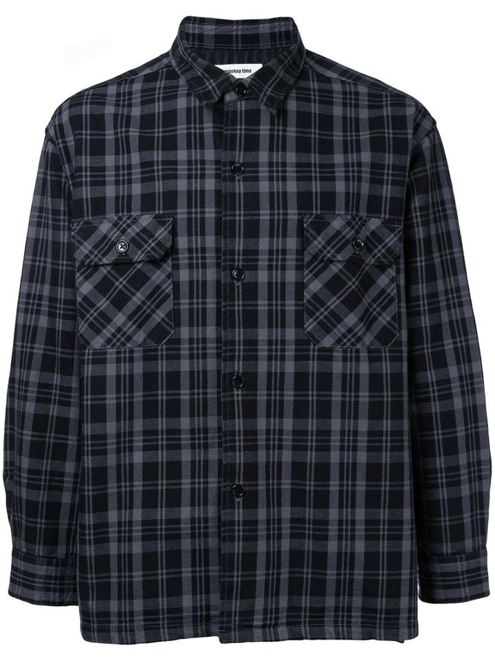 Monkey Time - Checked Shirt - Men - Cotton - S, Black, Cotton