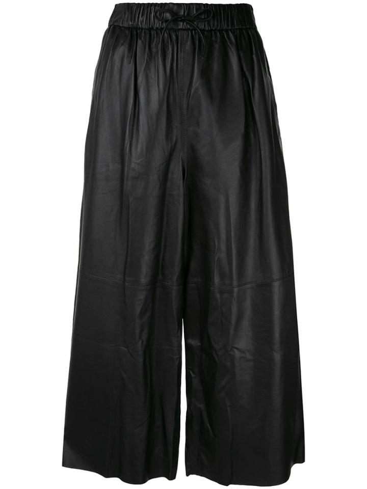 Yves Salomon High-waist Leather Trousers - Black
