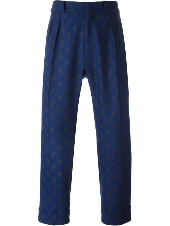 Pence Loose Fit Tailored Trousers, Men's, Size: 46, Blue, Virgin Wool