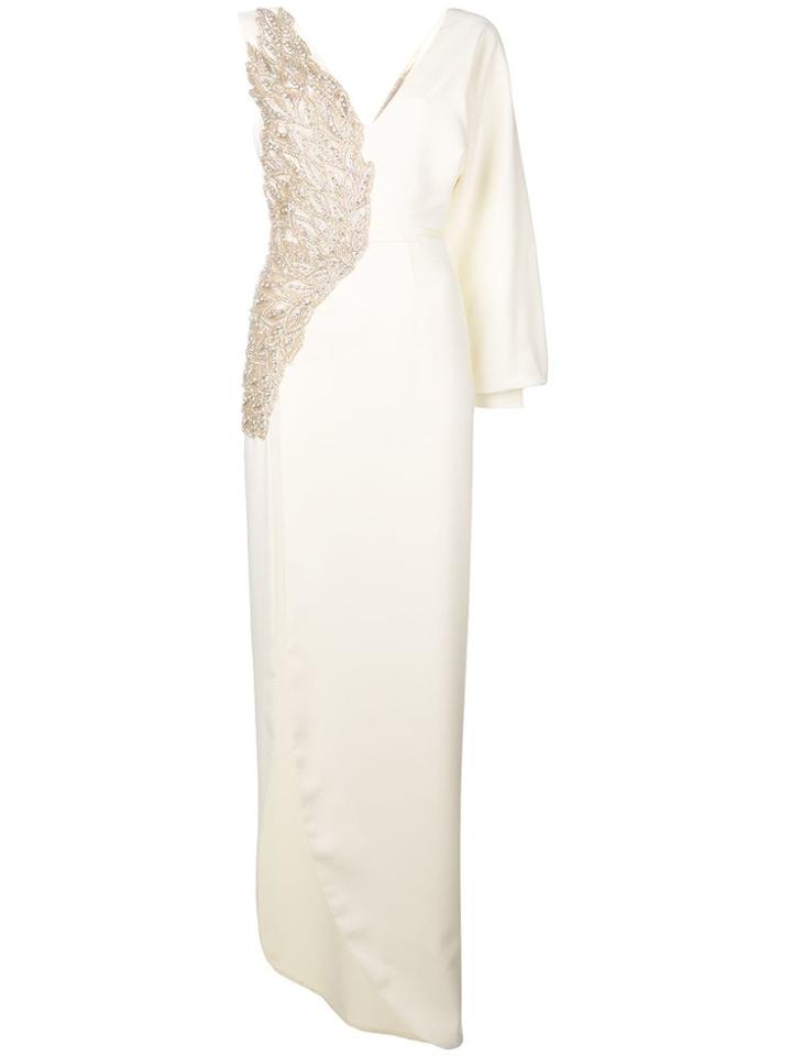 Loulou Asymmetrical Long Dress - White