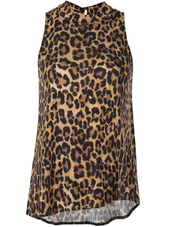 Nicole Miller Furry Leopard Blouse - Brown