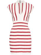 Balmain Striped Pleated Mini-dress - White