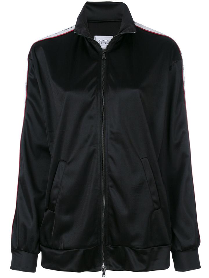 Forte Couture Zipped Logo Strip Sweater - Black