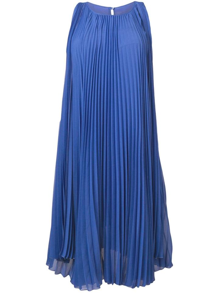 Max Mara Pleated Flared Dress - Blue