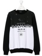 Balmain Kids Contrasting Panel Sweatshirt - Black