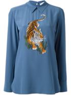 Stella Mccartney Tiger Embroidery Top, Women's, Size: 42, Blue, Silk