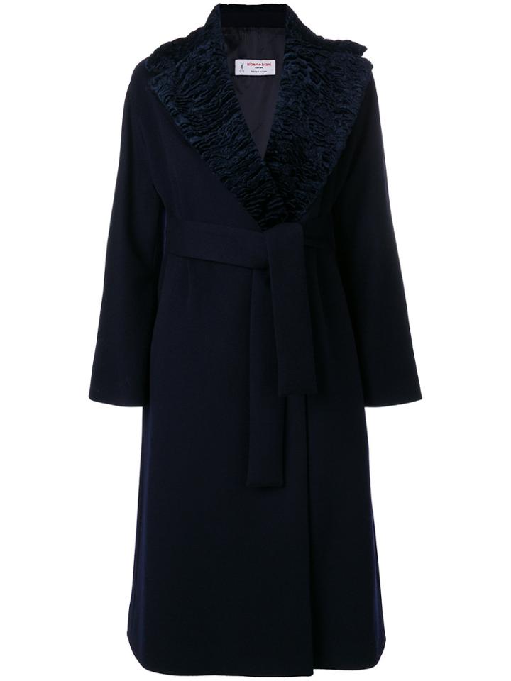 Alberto Biani Belted Wrap Coat - Black