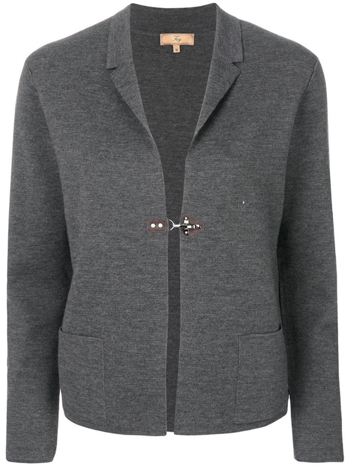 Fay Plain Buckled Cardigan - Grey