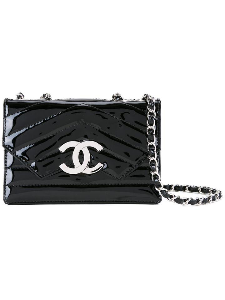 Chanel Vintage Quilted Double Chain Bag, Women's, Black