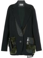 Kolor Patchwork Single Breasted Coat - Blue
