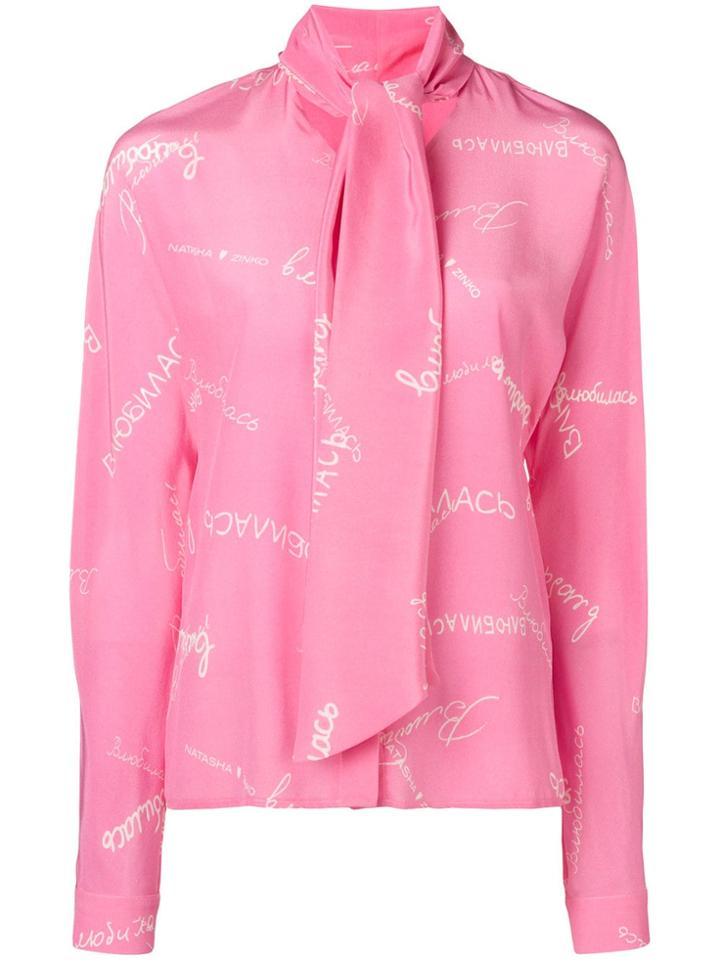 Natasha Zinko Pussy Bow Printed Blouse - Pink