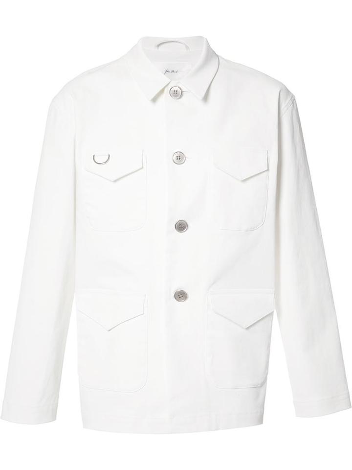 Julien David Buttoned Jacket, Men's, Size: Large, White, Cotton/polyurethane