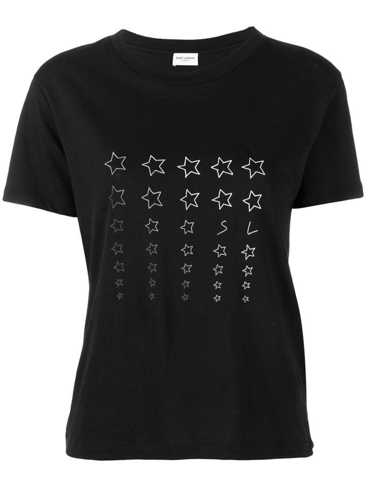 Saint Laurent Star Logo Print T-shirt - Black