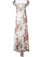 Saint Laurent Floral Print Maxi Dress, Women's, Size: 40, White, Silk