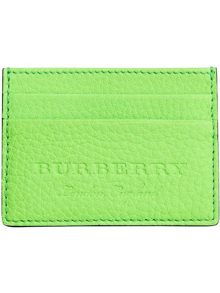 Burberry Logo Embossed Card Case - Green